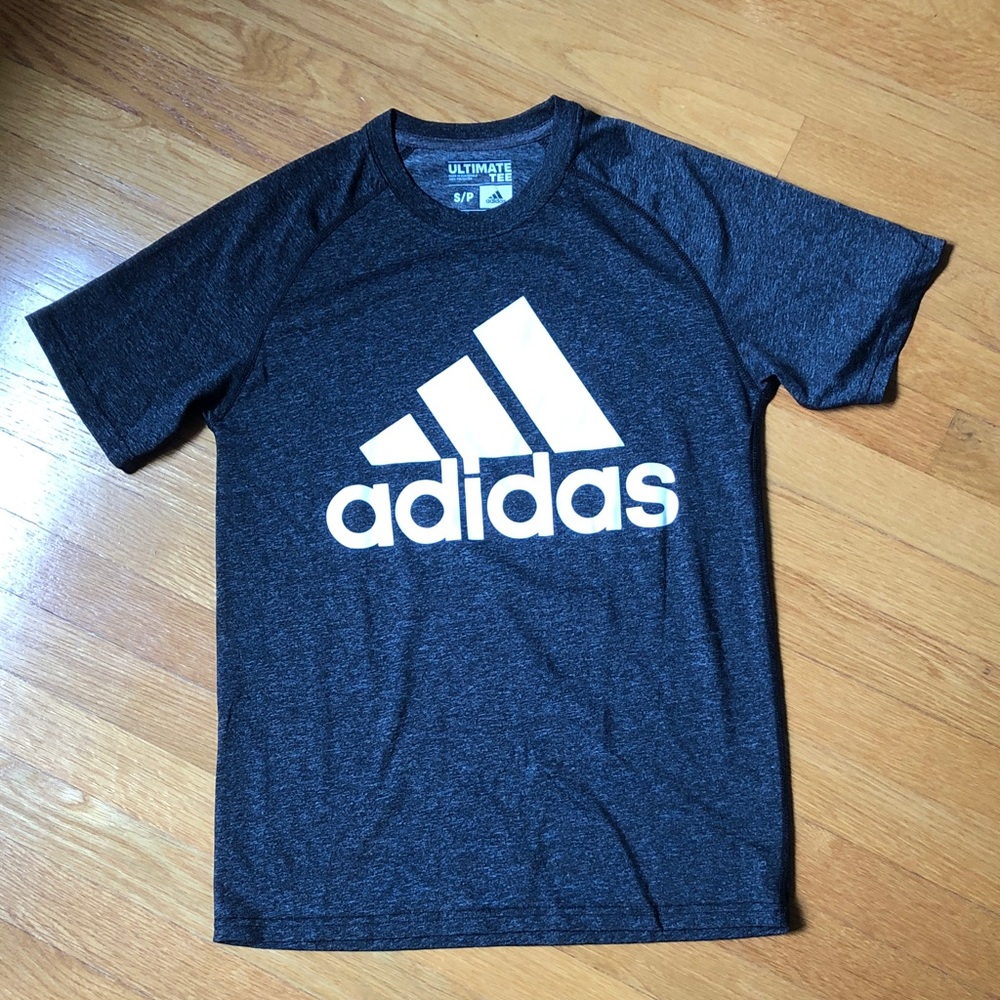 adidas Men's Charcoal Heather Short-Sleeve Tee with White Logo